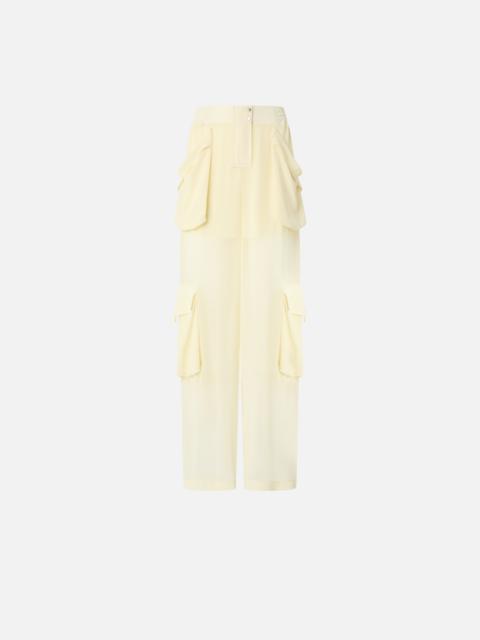 CARGO TROUSERS IN TRANSPARENT GEORGETTE