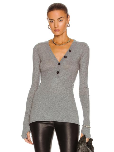 Cashmere Long Sleeve Cuffed Henley Top