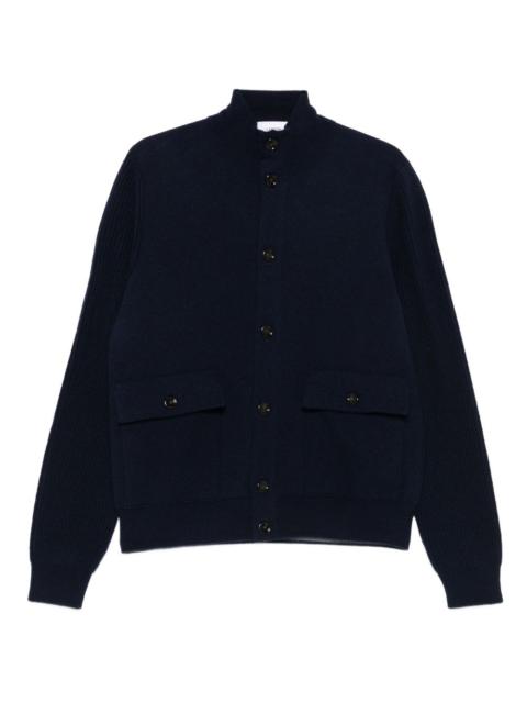 ribbed-panel button cardigan