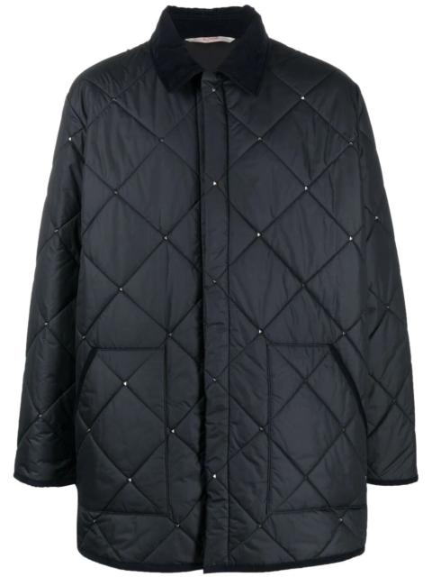 Rockstud diamond-quilted short coat
