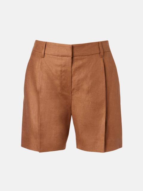 Mid-rise linen Bermuda shorts
