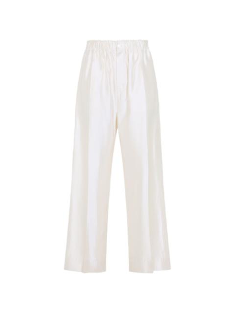 elasticated-waist wide-leg trousers