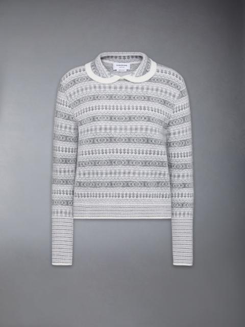 WOOL FLANNEL AND MOHAIR JACQUARD PETER PAN COLLAR PULLOVER