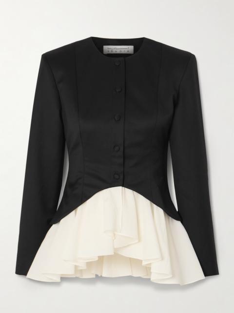 Ruffled Wool-blend Twill And Plissé-crepe Blazer