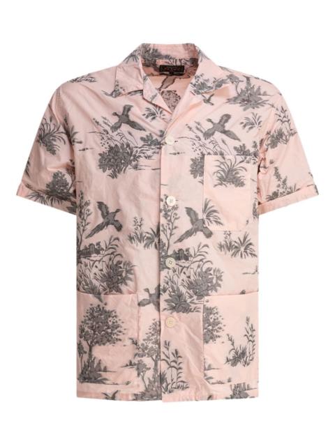 bird-print pocket shirt