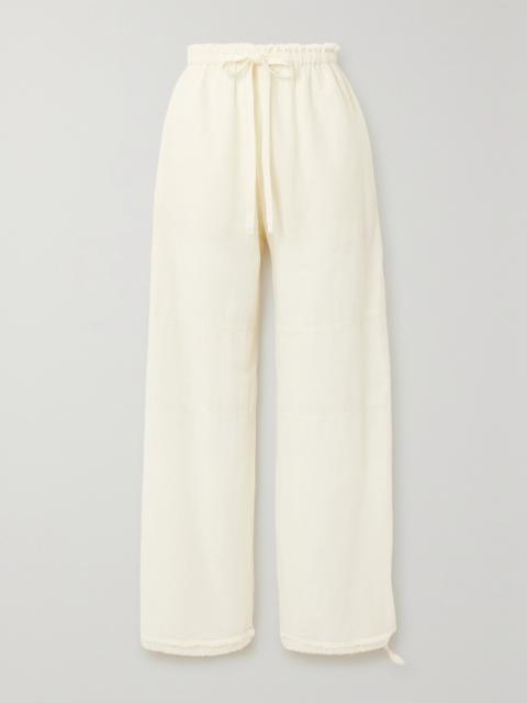 Frayed Cotton And Linen-blend Wide-leg Pants