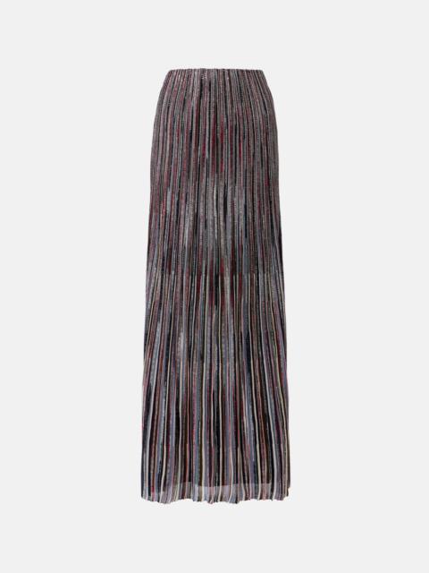 Striped lamé maxi skirt