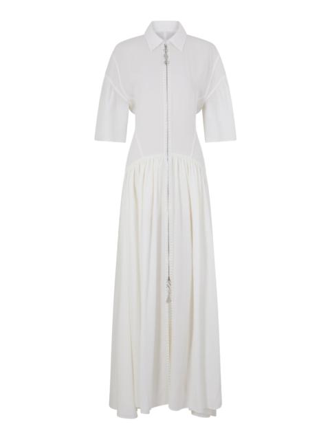 Drop-Waist Crepe Maxi Dress off-white