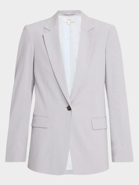 Linen-Blend Single-Breasted Blazer