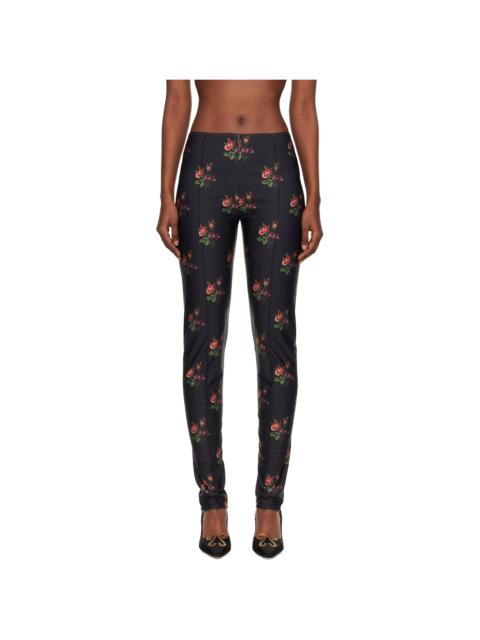 Black Floral Jersey Leggings