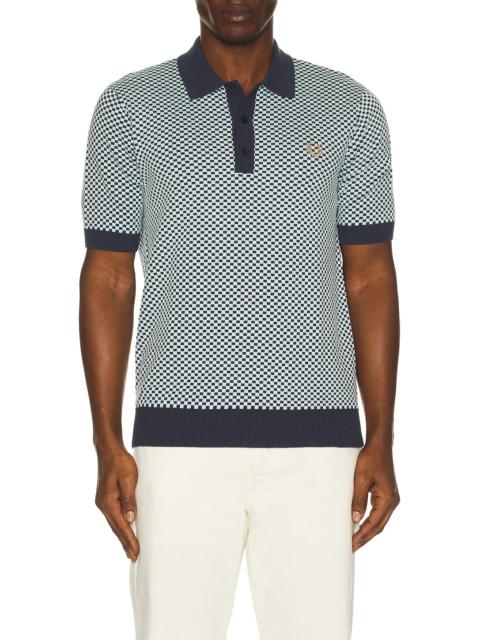Chequerboard Knitted Polo Shirt
