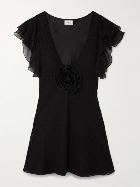 Appliquéd Broderie Anglaise Cotton-blend Voile Mini Dress