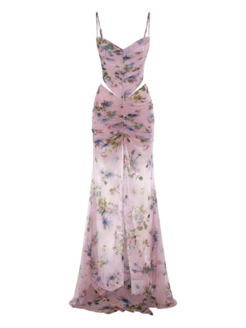 floral print cut-out dress