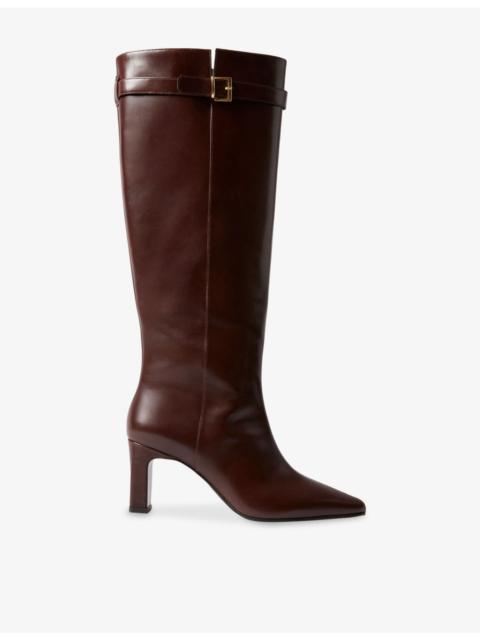 Buckled Heeled Leather Boots