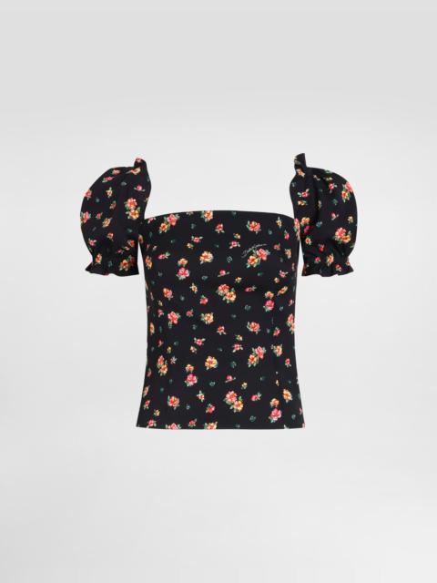 Small floral-print charmeuse top