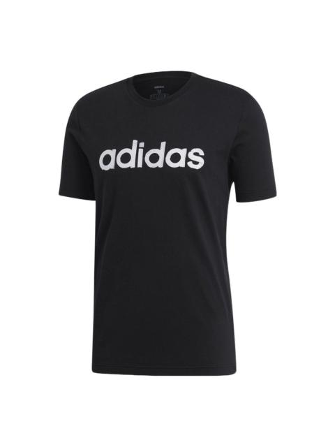 Men's adidas Alphabet Logo Printing Round Neck Casual Short Sleeve Black T-Shirt EI4599