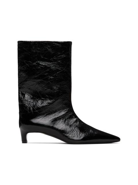 Black Crinkled Calfskin Boots