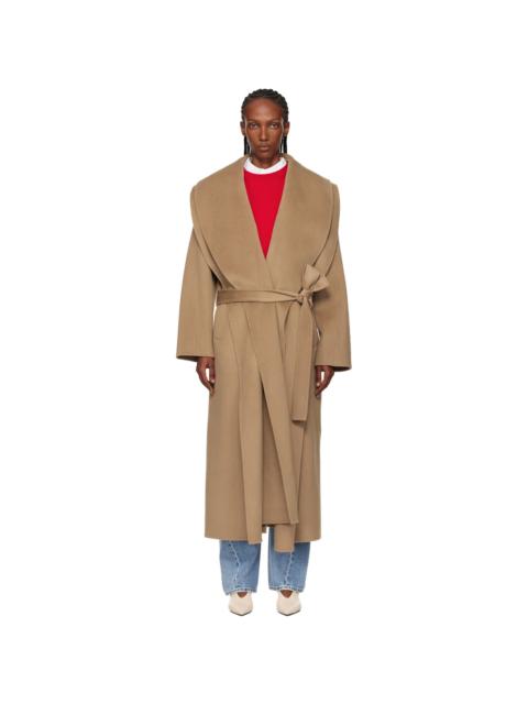 Beige Signature Double-Faced Scarf Coat