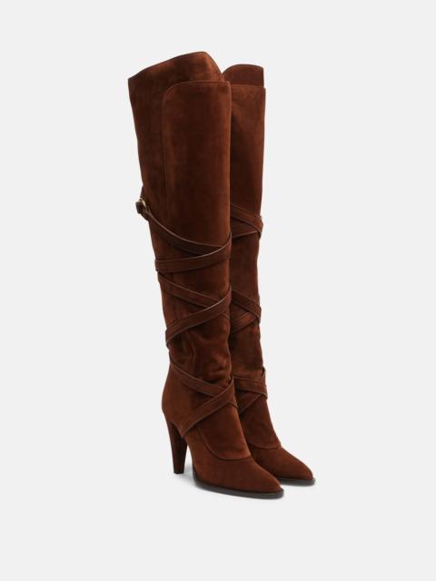 Suede knee-high boots