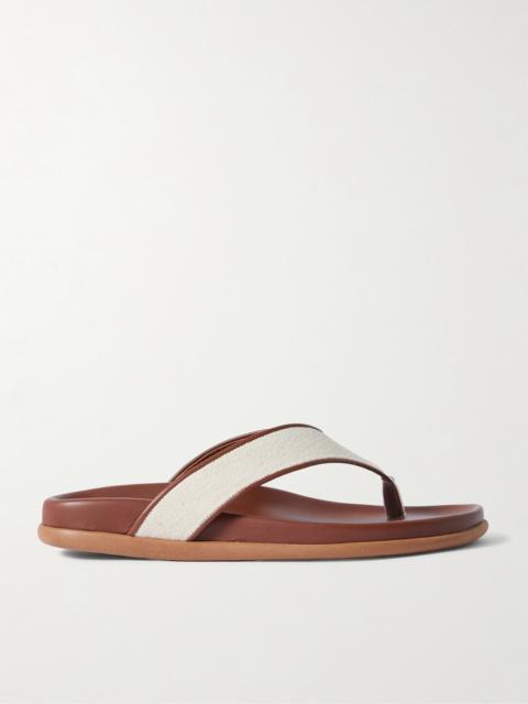 Charys Leather-trimmed Canvas Flip Flops