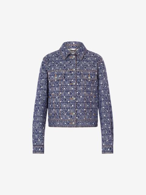 ALLOVER LOGO DENIM JACKET WITH RHINESTONES