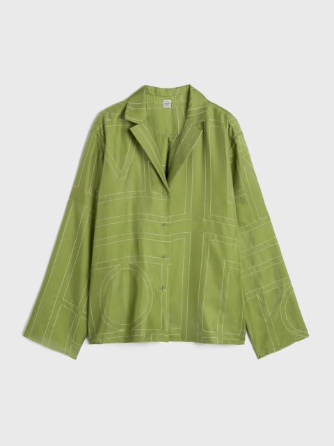 Monogram silk pj top laurel