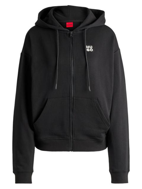 COTTON-TERRY ZIP-UP HOODIE WITH STACKED LOGO