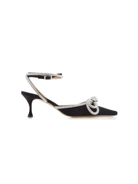 Double Bow Crystal-Embellished Satin Pumps black