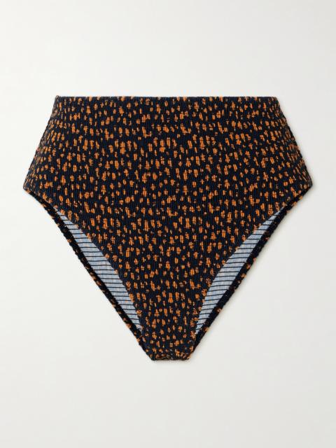 Shirred Printed Stretch Recycled Bikini Briefs