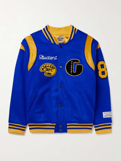 Logo-Embroidered Appliquéd Leather-Trimmed Wool-Blend Felt Varsity Jacket