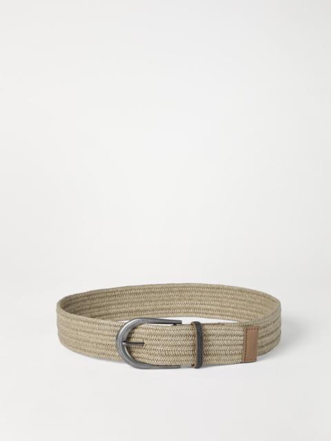 Braided linen belt with shiny loop