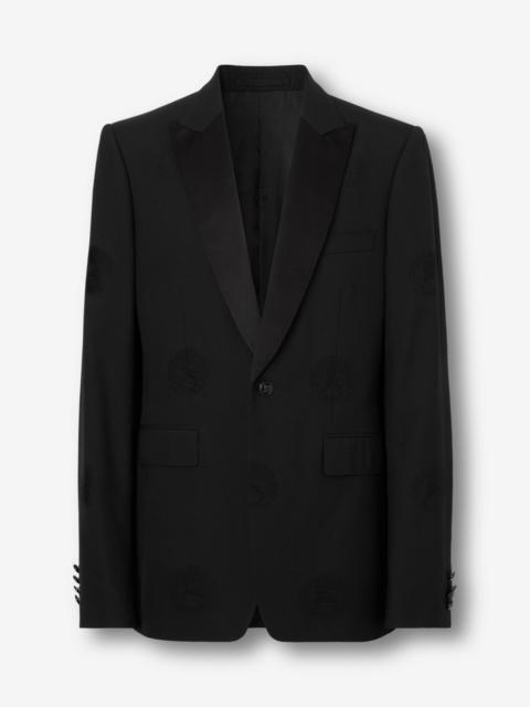 English Fit Oak Leaf Crest Wool Cotton Tuxedo Jacket