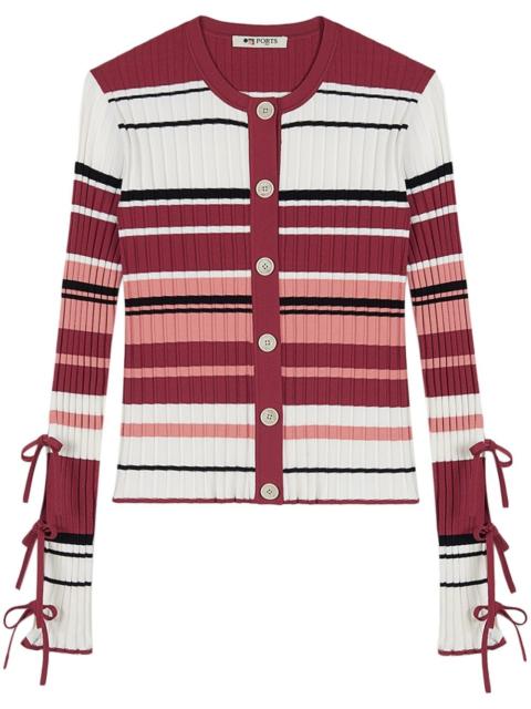 striped bow-detailing cardigan