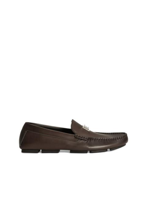 logo-plaque leather loafers
