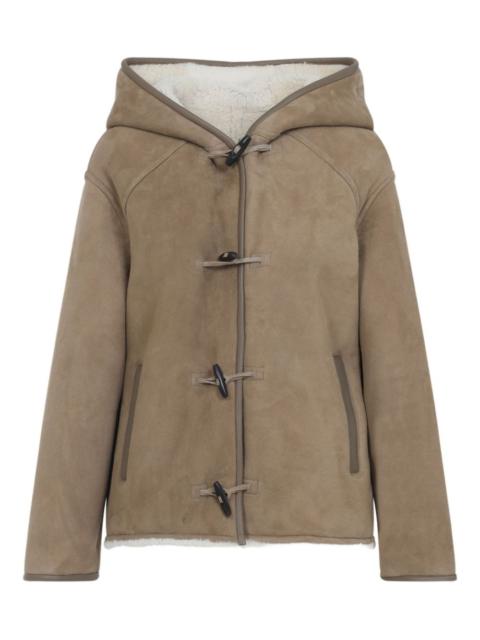 hooded suede coat