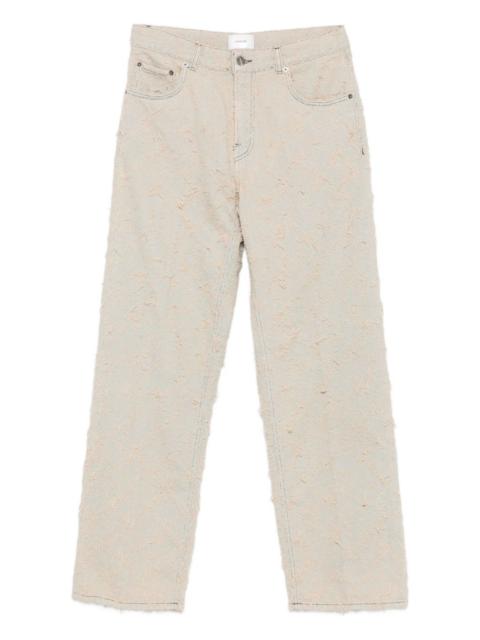 frayed-texture jeans