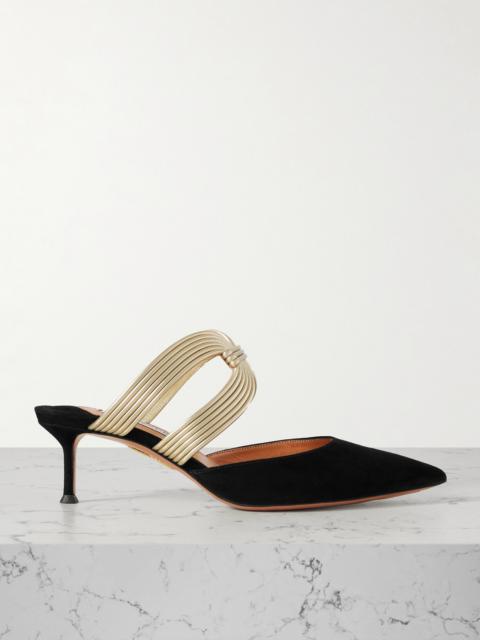 Escenia 50 Two-tone Metallic And Suede Mules