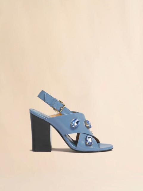 LIGHT BLUE LEATHER CRISS-CROSS SANDAL