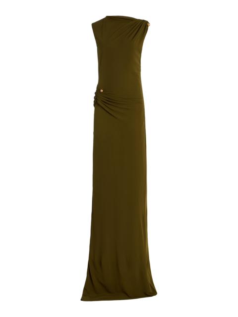 Izola Open-Back Draped Jersey Maxi Dress green