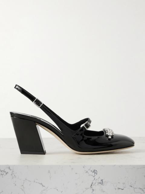 Belinda 70 Crystal-embellished Patent-leather Slingback Pumps