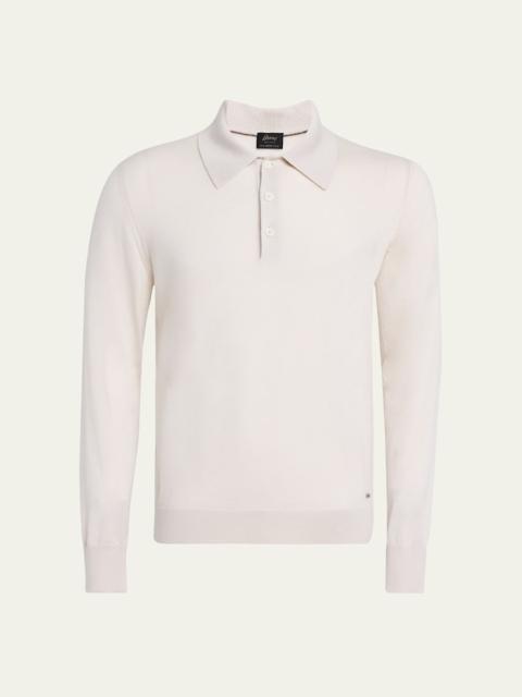 Men's Cashmere-Silk Polo Sweater