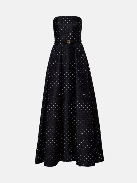 Belted polka-dot gown