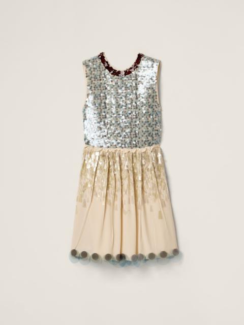 Embroidered marocain dress