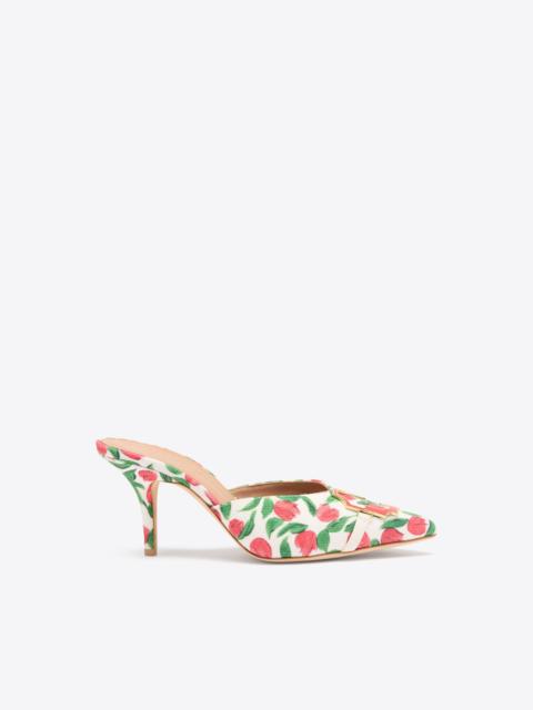Missy 70 Red Tulip Print Canvas Heeled Mules