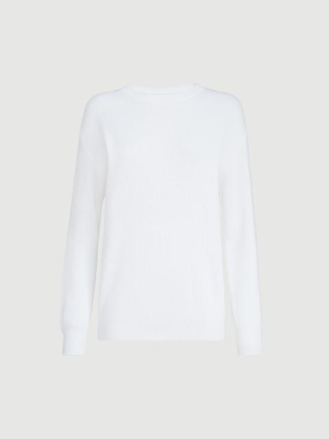 Cotton English rib sweater with monili
