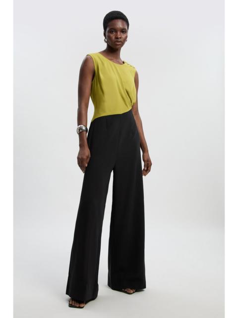 Tall Soft Tailored Asymmetric Neck Wide Leg Jumpsuit