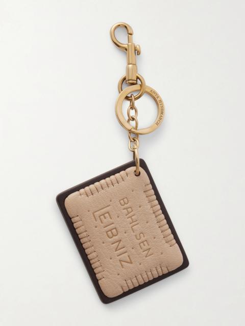 Leather And Gold-tone Keychain