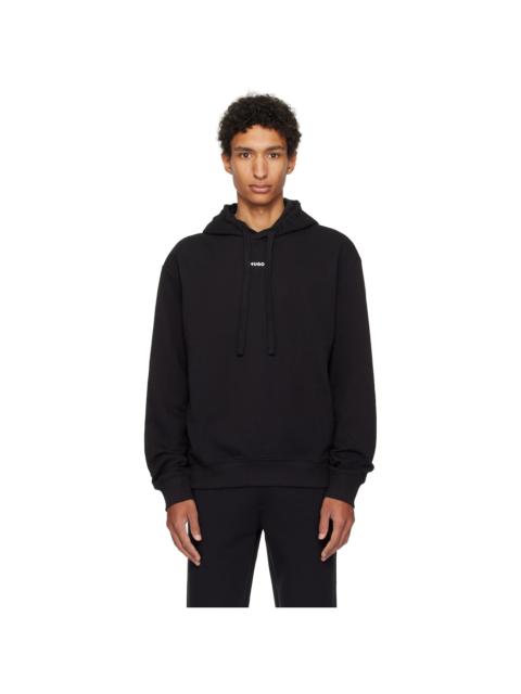 Black Cotton-Terry Relaxed-Fit Hoodie