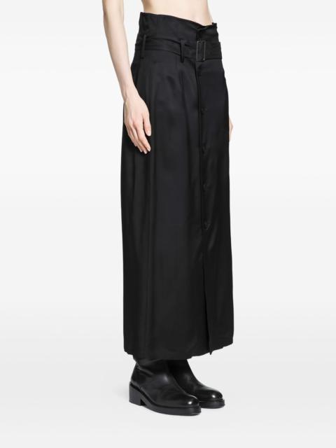 button belted long skirt
