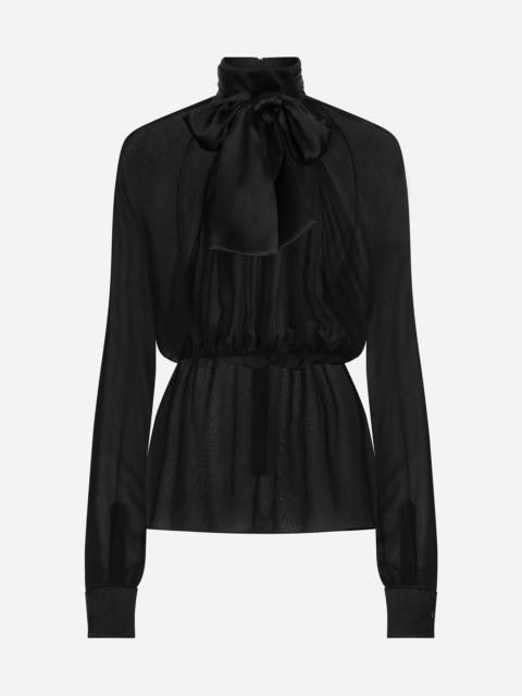 Chiffon pussy-bow blouse